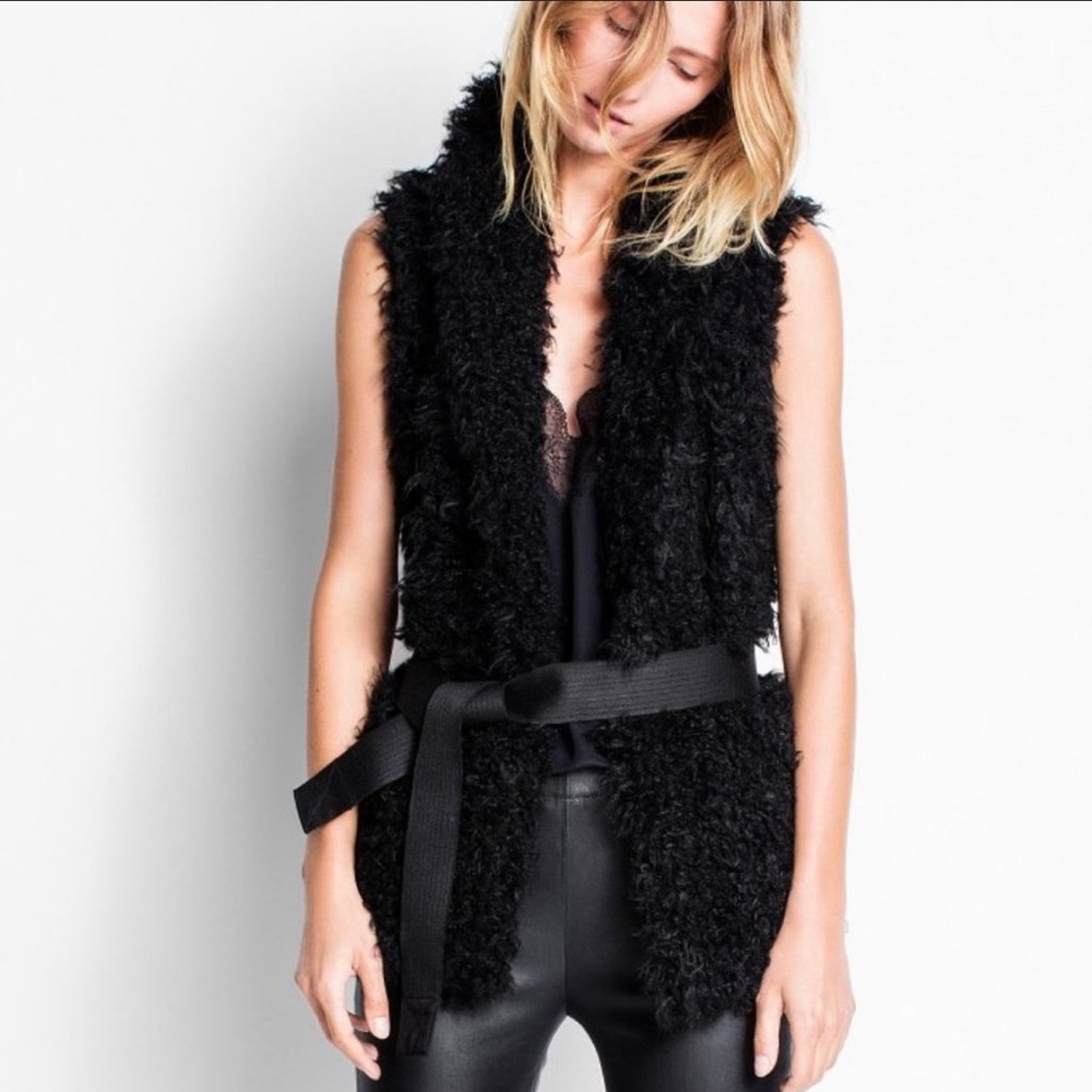 zadig & voltaire fay faux fur vest size M CL